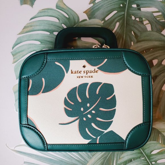 MAKE AN OFFER Kate Spade New York Traveler Trunk Crossbody in Monstera Leaves - Picture 2 of 8